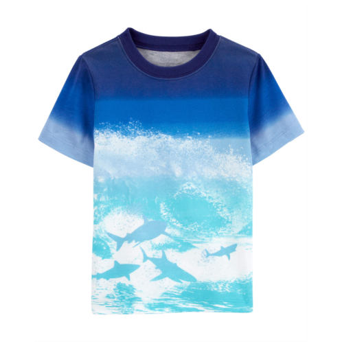 Carters Blue Toddler Beach Print Ombre Tee