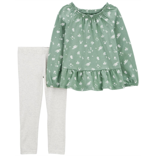 Carters Green/Heather Baby 2-Piece Floral Jersey Top & Legging Set