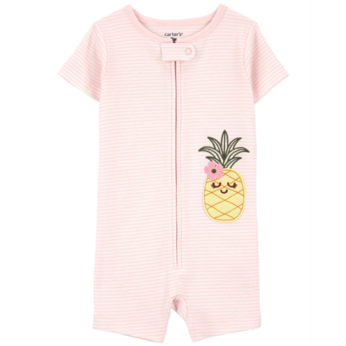 Carters Pink Toddler 1-Piece Pineapple 100% Snug Fit Cotton Romper Pajamas