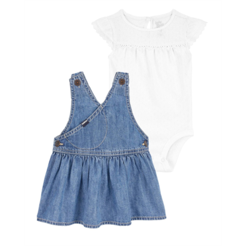 Carters Multi Baby 2-Piece Pointelle Bodysuit & Denim Jumper Dress Set