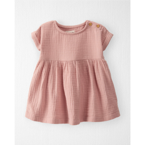 Carters Dusty Rose Baby Organic Cotton Gauze Dress in Pink