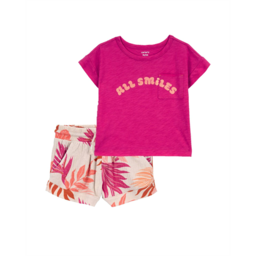 Carters Multi Toddler 2-Piece All Smiles Pocket Tee & Pull-On Shorts Set