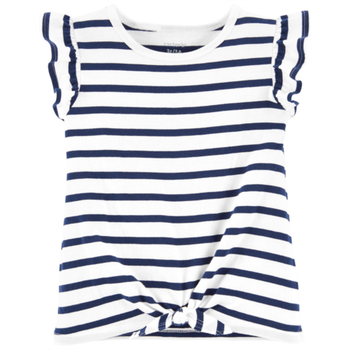 Oshkoshbgosh Navy/White Toddler Striped Tie-Front Tee | oshkosh.com