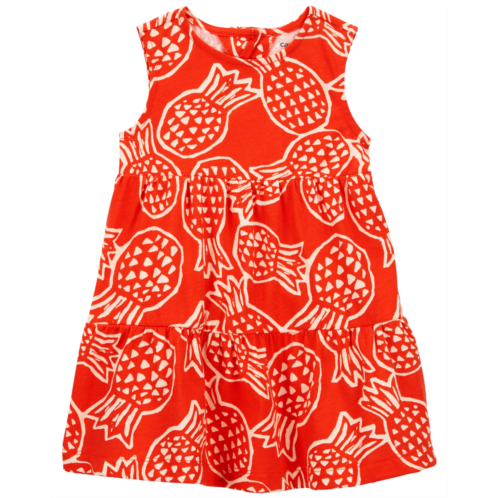 Carters Red/orange Baby Pineapple Sleeveless Dress