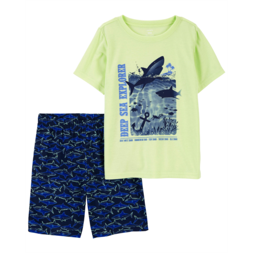 Carters Blue/Green Kid 2-Piece Shark Loose Fit Pajama Set
