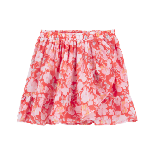 Carters Pink/Red Kid Floral Print Wrap Skirt