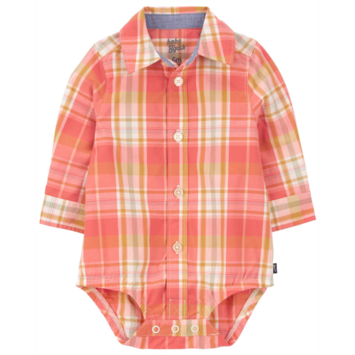 Carters Red Baby Plaid Button-Front Bodysuit