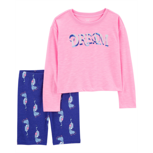 Carters Pink/Blue Kid 2-Piece Dream Peacock Loose Fit Pajamas