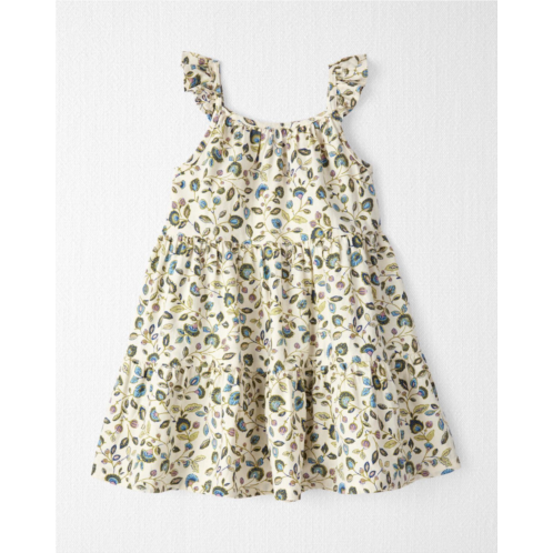 Carters Paisley Floral Print Toddler Tiered Sundress Made With Linen and LENZING ECOVERO