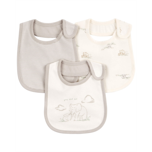 Carters Grey/White Baby 3-Pack Teething Bibs