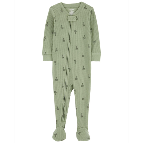 Carters Green Toddler 1-Piece Palm Tree Thermal Footie Pajamas