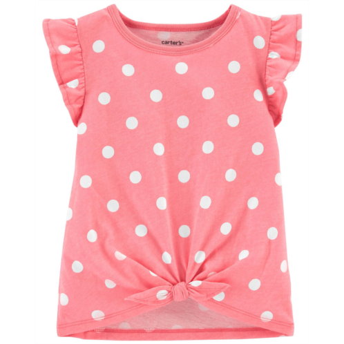 Carters Pink Toddler Polka Dot Tie-Front Jersey Tee