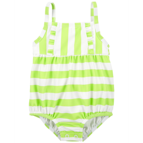 Carters Green/White Baby Striped 1-Piece Swimsuit
