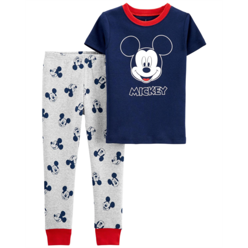 Carters Navy/Heather Toddler 2-Piece Mickey Mouse 100% Snug Fit Cotton Pajamas