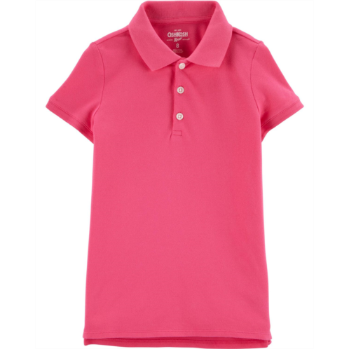 Carters Pink Kid Stretch Pique Uniform Polo