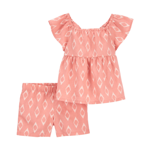 Carters Coral Toddler 2-Piece Linen Outfit Set
