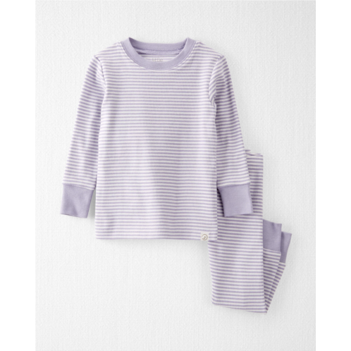 Carters Lilac Baby Striped Organic Cotton Ribbed 2-Piece Pajamas