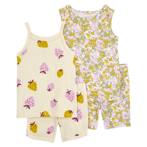 Carters Multi Toddler 4-Piece Floral & Strawberry 100% Snug Fit Cotton Pajamas