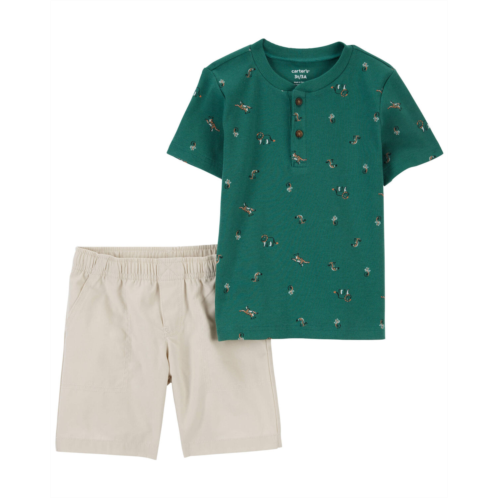 Carters Jungle Print Baby 2-Piece Shirt and Shorts Set