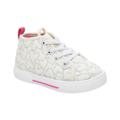 Carters White Toddler Heart Print Recycled High-Top Sneakers