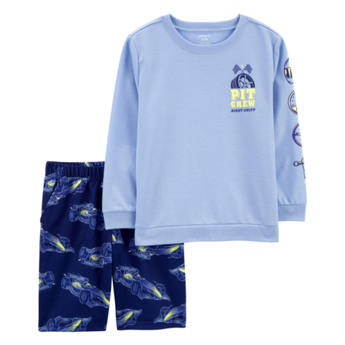 Carters Blue Kid 2-Piece Race Car Loose Fit Pajamas