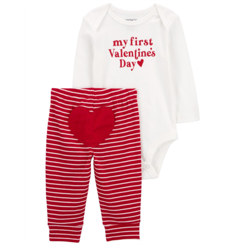 Carters White/Red Baby 2-Piece My First Valentines Day Bodysuit Pant Set