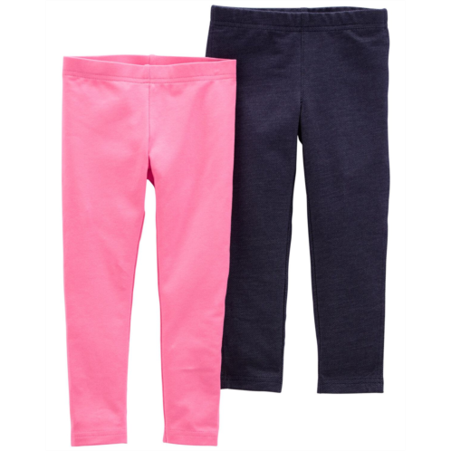 Carters Pink/Navy Baby 2-Pack Pink & Navy Leggings