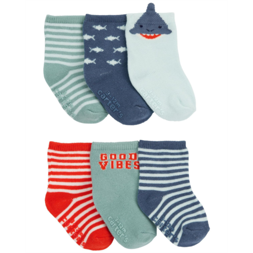 Oshkoshbgosh Blue/Red Baby 6-Pack Sock Booties | oshkosh.com