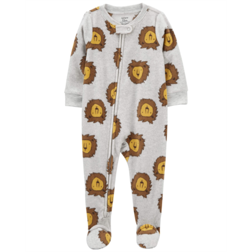 Carters Grey/Brown Baby 1-Piece Lion Fleece Footie Pajamas