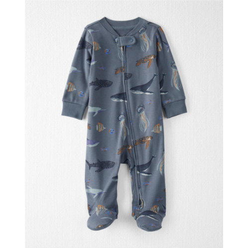Carters Deep Blue Sea Print Baby Organic Cotton Sleep & Play Pajamas