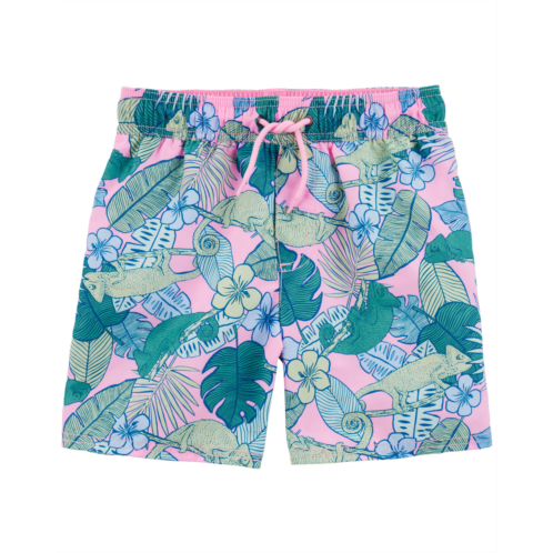 Carters Pink/Green Kid Floral Swim Trunks