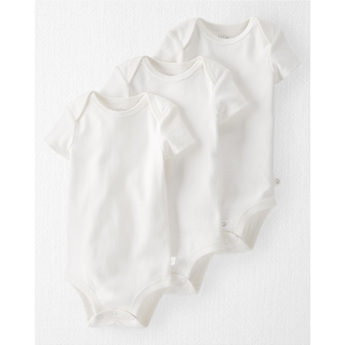 Carters Light Cream Baby 3-Pack Organic Cotton Rib Bodysuits