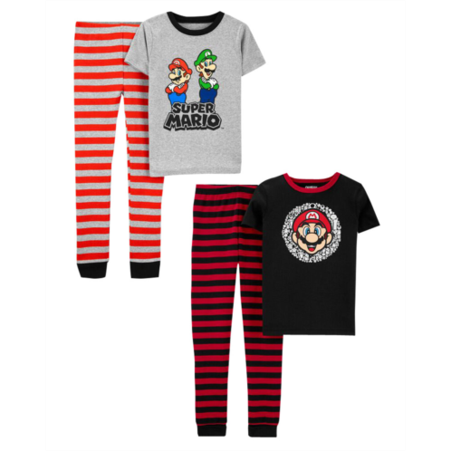Carters Multi Kid 4-Piece Snug-Fit Super Mario Pajamas Set