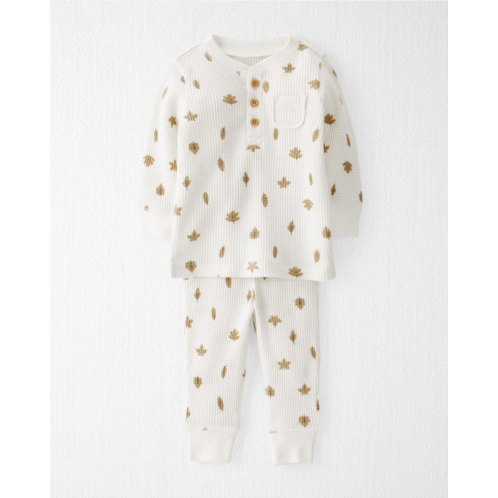Carters Ivory Baby Leaf Print Waffle Knit Play Set Made with Organic Cotton