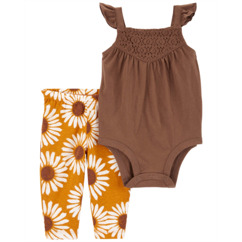 Carters Brown/Gold Baby 2-Piece Flutter Bodysuit Pant Set