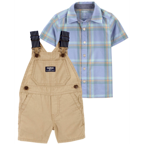 Carters Multi Toddler 2-Piece Button-Front Shirt & Stripe Strap Shortalls Set