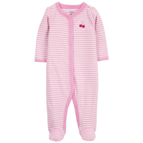 Oshkoshbgosh Pink Baby Cherry Snap-Up Terry Sleep & Play Pajamas | oshkosh.com