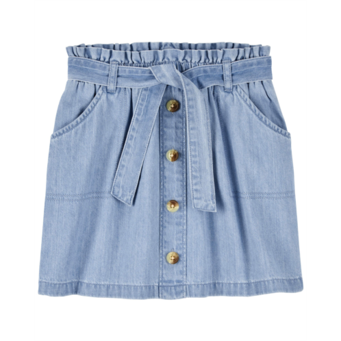 Carters Blue Kid Paperbag Belted Button-Front Skirt