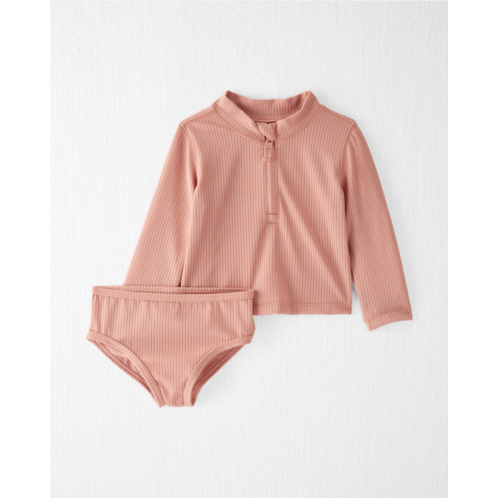 Carters Fossil Tan Baby Recycled Rashguard Swimsuit Set