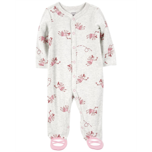 Carters Grey Baby Ballet Snap-Up Cotton Blend Sleep & Play Pajamas
