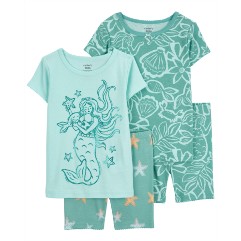 Carters Green Toddler 4-Piece Mermaid 100% Snug Fit Cotton Pajamas