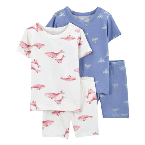 Carters Blue/Ivory Toddler 4-Piece PurelySoft Pajamas