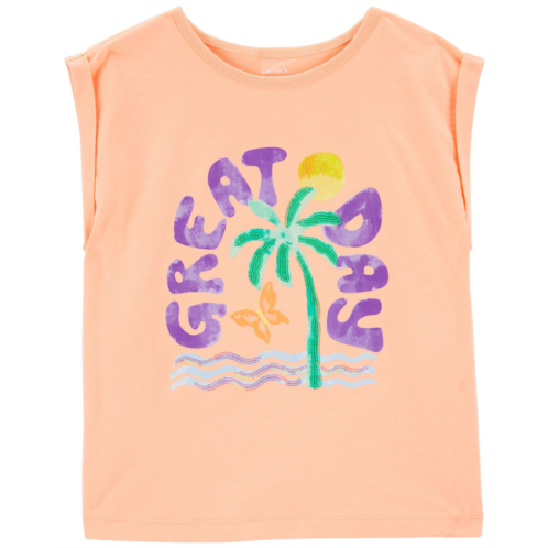 Carters Coral Kid Palm Tree Knit Tee