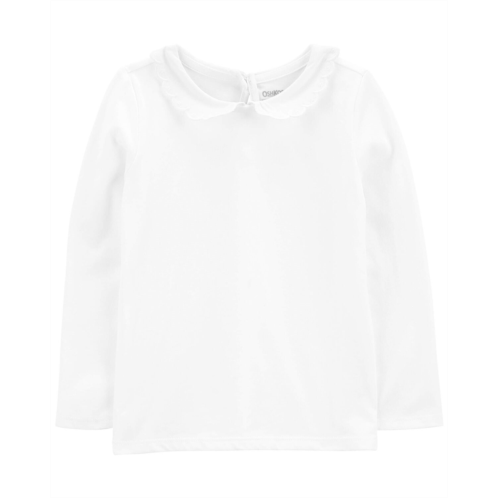 Carters White Toddler Scalloped Peter Pan Embroidered Top