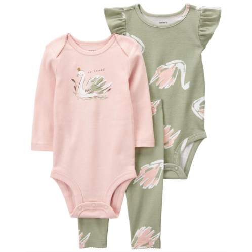 Carters Pink/Green Baby 3-Piece Swan Little Character Set