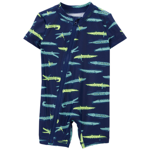 Carters Navy Baby Alligator Print Rashguard Swimsuit