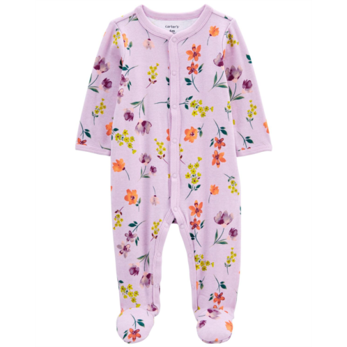 Carters Purple Baby Floral Snap-Up Footie Sleep & Play Pajamas