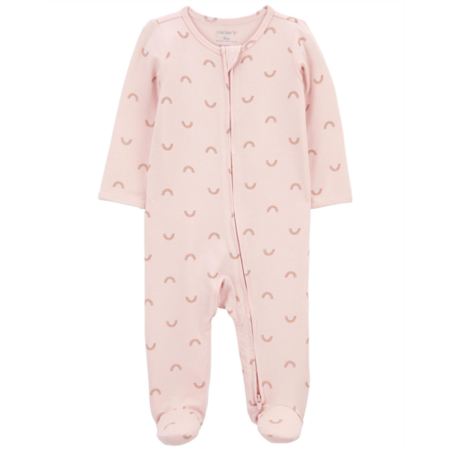 Carters Pink Baby Rainbow Zip-Up PurelySoft Sleep & Play Pajamas