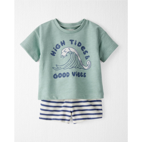 Carters Blue Stripe Baby High Tides 2-Piece Set Made with Organic Cotton