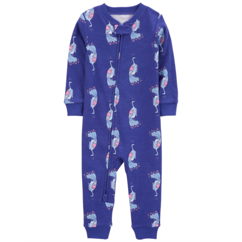 Carters Navy Toddler 1-Piece Peacock 100% Snug Fit Cotton Footless Pajamas